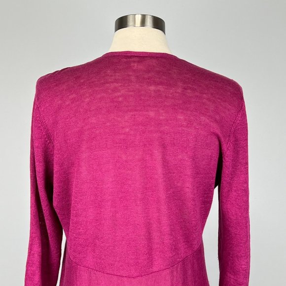 Eileen Fisher Womens Linen Silk Open Front Cardigan Sweater Raspberry size Small - Picture 7 of 12